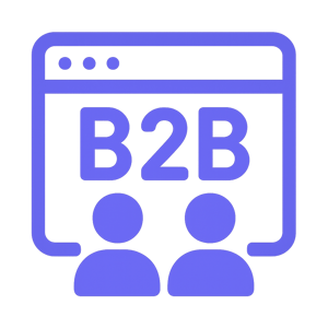 3dmodel 50x50 icon of a b2b website portal use 585de6 but no background