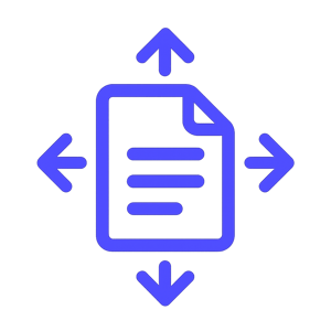 Document icon with arrows in 585de6 no background