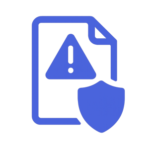 Warning document icon with shield in 585de6 no background-1