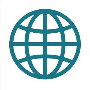 teal globe icon with transparent background