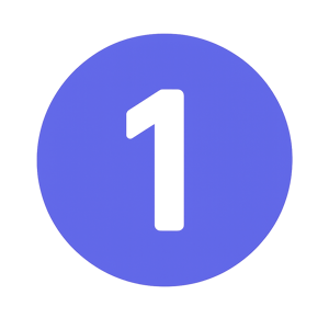 white number 1 on a circle background in 585de6 no background 50