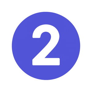 white number 2 on a circle background in 585de6 no background 50