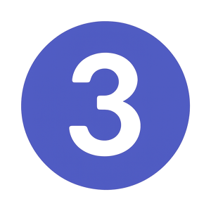 white number 3 on a circle background in 585de6 no background 50